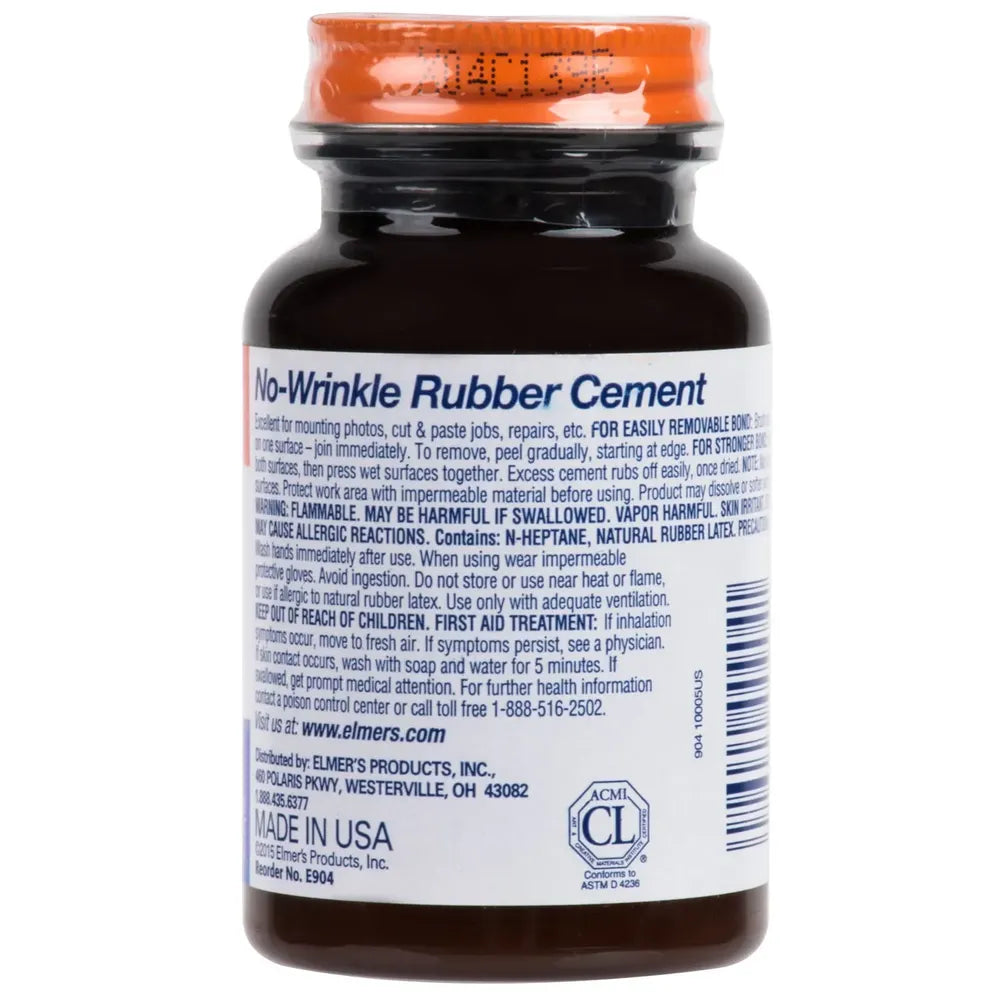 Elmer's No Wrinkle Transparent Rubber Cement 4Oz (Pack of 12)
