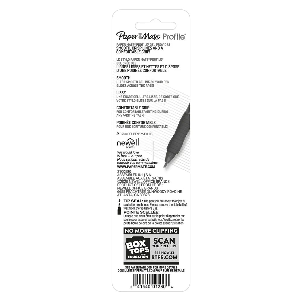 Paper Mate Profile Retractable Gel Pen 0.7mm Black 0.96oz (Pack of 48)