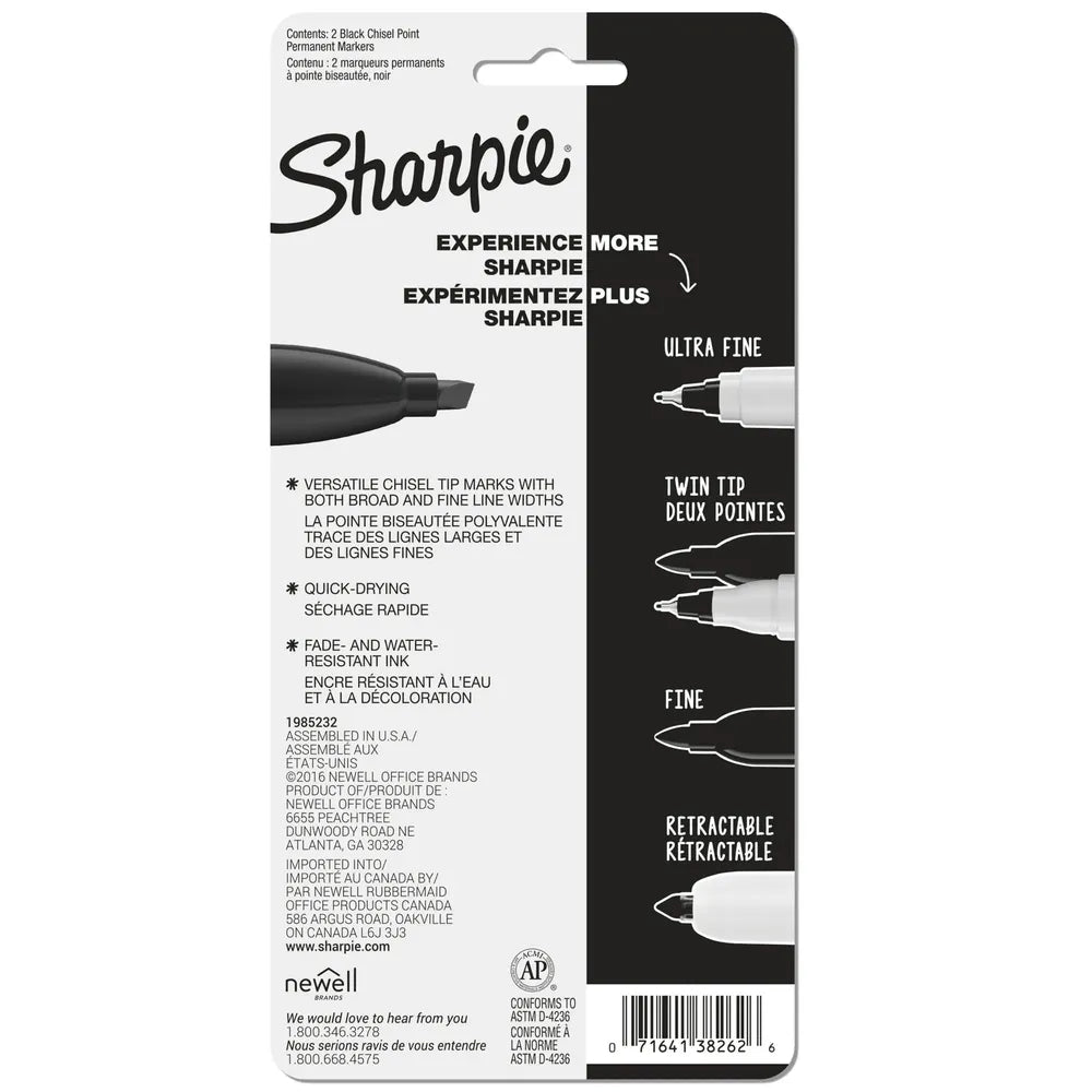 Sanford Sharpie Permanent Marker Black Chisel Tip 2.4oz (Pack of 48)