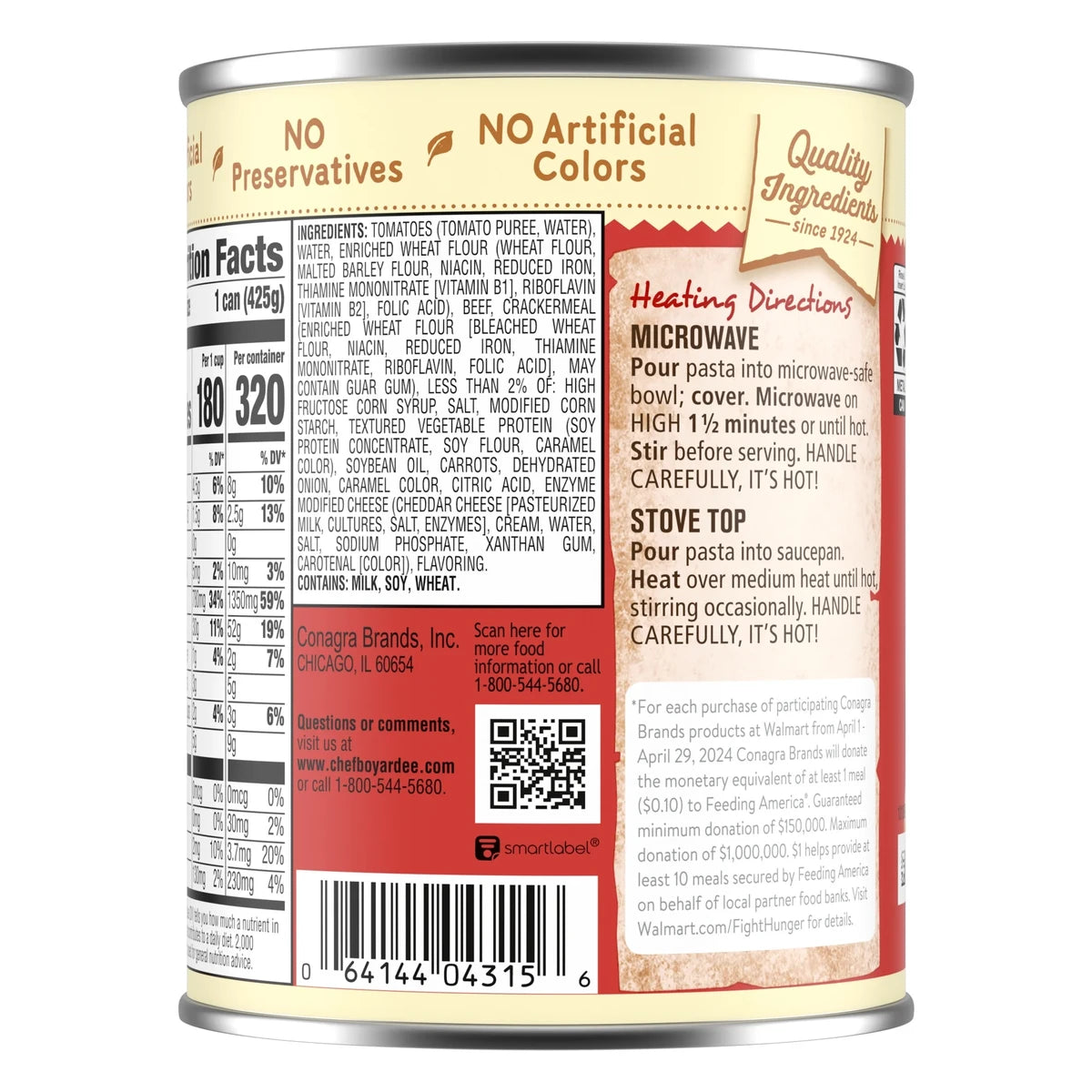 Chef Boyardee Beef Ravioli in Tomato and Meat Sauce 15Oz (Pack of 24)