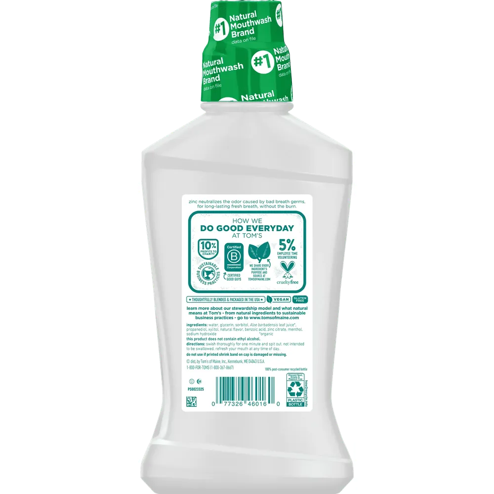 Toms Of Maine Long Lasting Wicked Fresh Mouthwash Cool Mountain Mint 16Oz (Pack of 6)