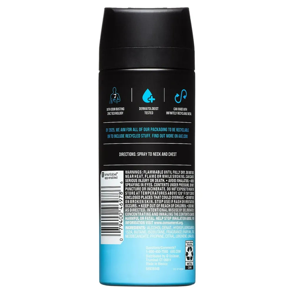 AXE Light Scents Cool Ocean Deodorant Body Spray for Men 4Oz (Pack of 12)