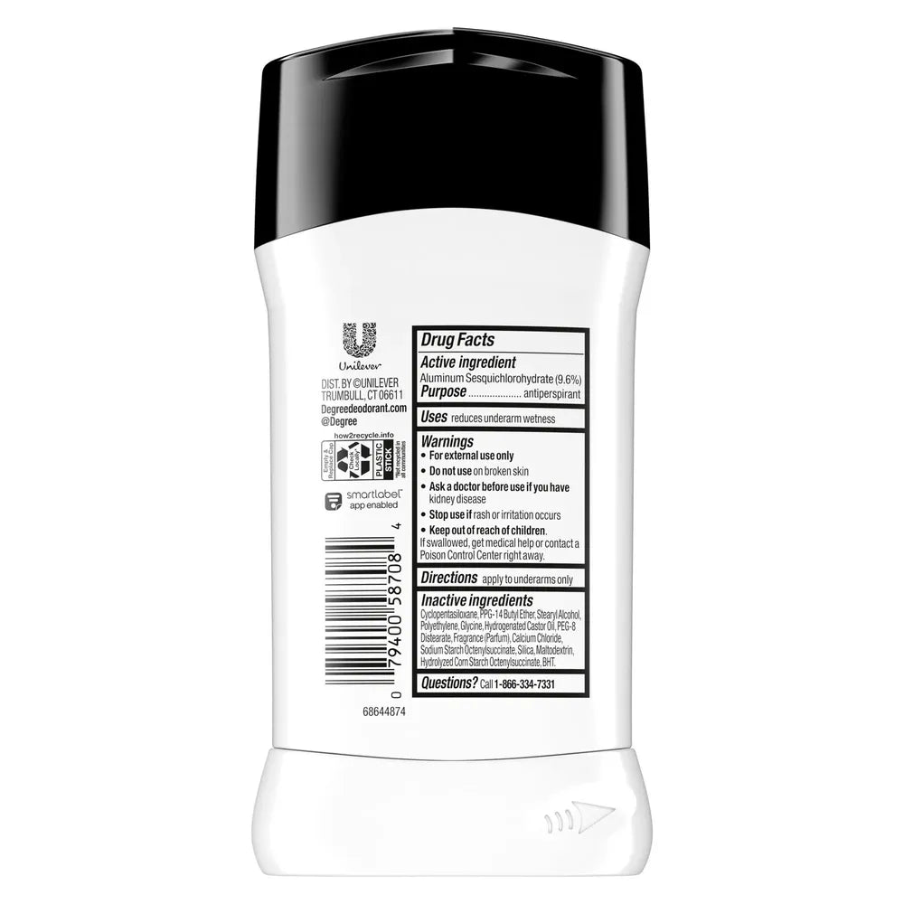 Degree Antiperspirant Invisible Solid Ultraclear Black and White 2.7Oz (Pack of 12)