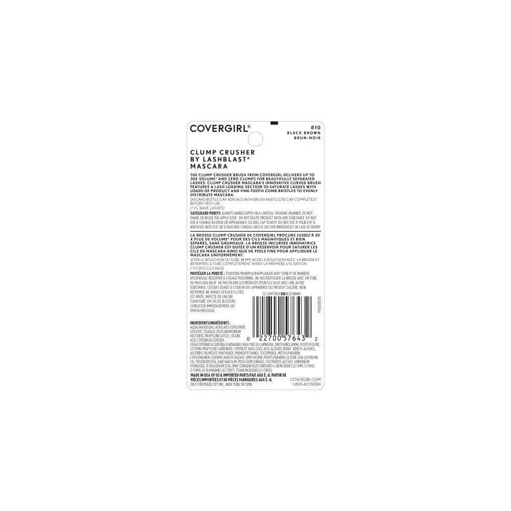 CoverGirl - Clump Crusher by LashBlast Black Brown Mascara 0.44 fl oz (Pack of 72)