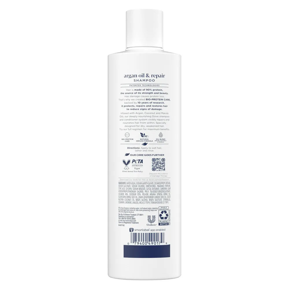 Dove Argan Oil & Repair Shampoo 12 Oz (Pack of 6)