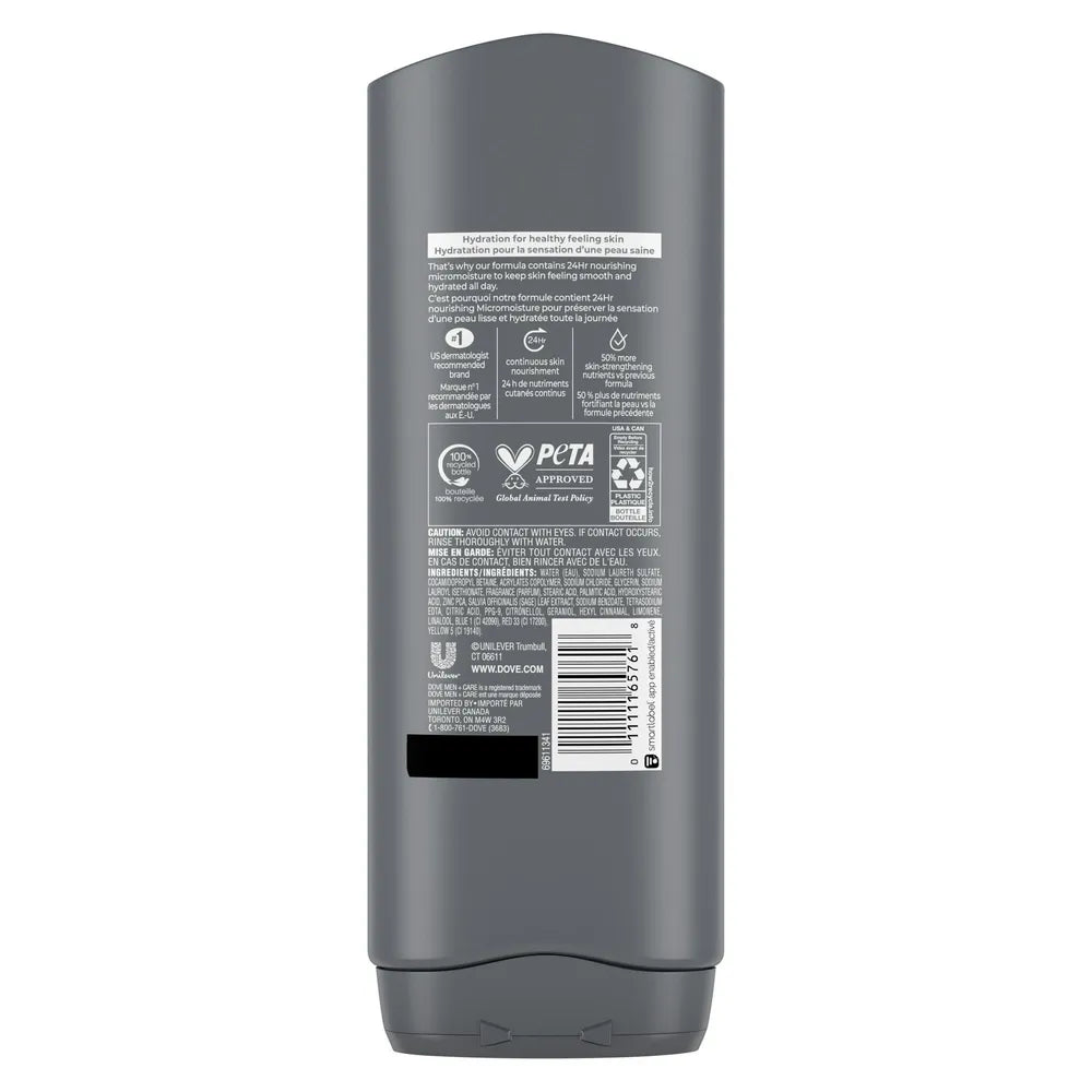 Dove Men+Care Reviving Long Lasting Face & Body Wash Minerals & Sage All Skin Type 18 oz (Pack of 4)