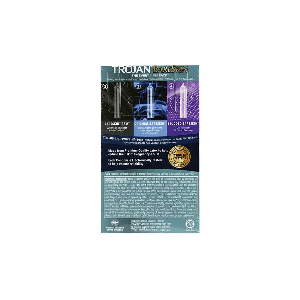 Trojan Bare Skin Condoms 10 Count 1.06oz (Pack of 48)