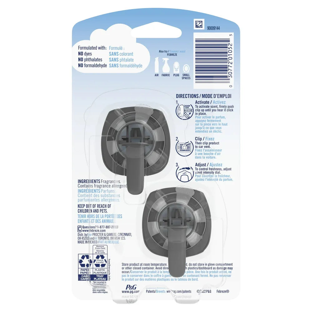 Febreze Car Vent Air Freshener Midnight 2 Count 0.13Oz (Pack Of 8)