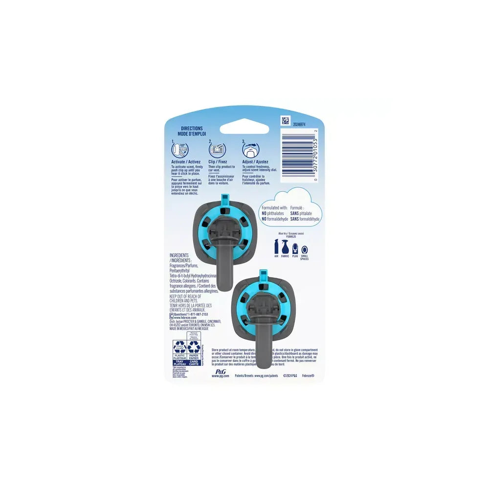 Febreze Car Vent Air Freshener Midnight 2 Count 0.13Oz (Pack Of 8)