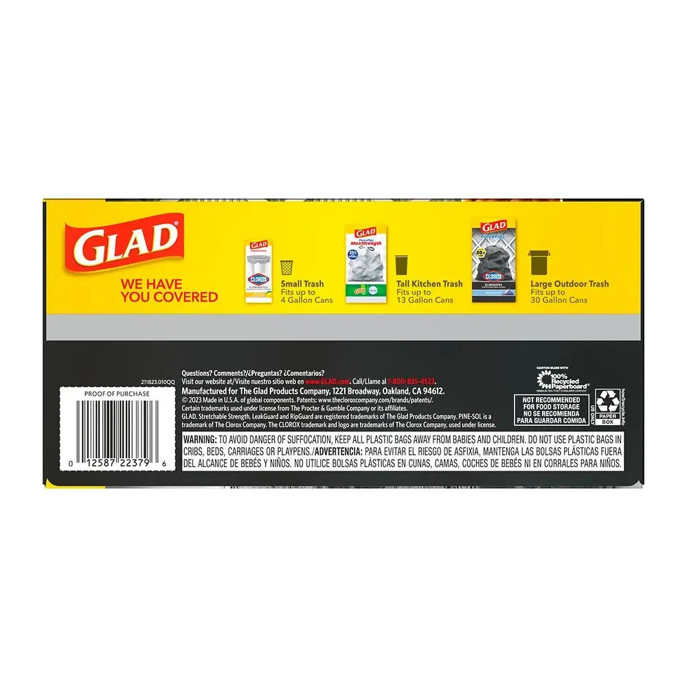 Glad ForceFlex Drawstring Trash Bag Pine-Sol 25 Bags 30.56oz (Pack of 6)