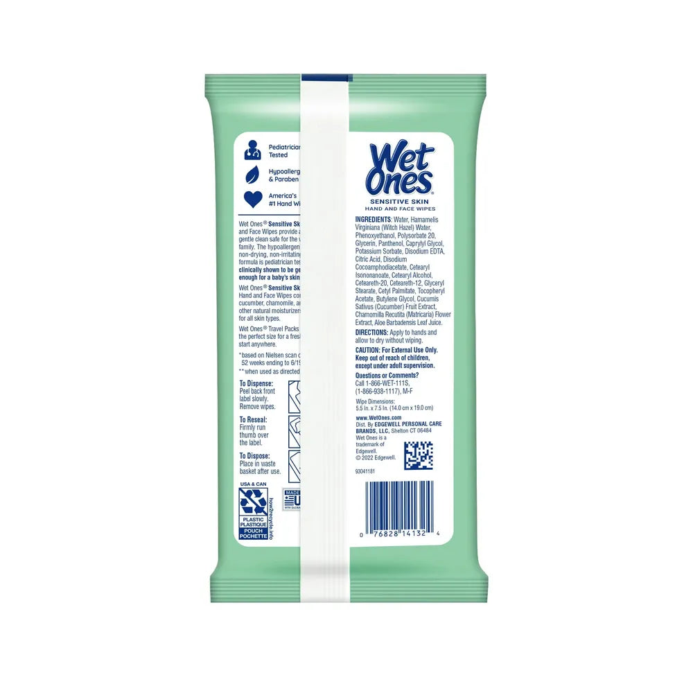 Wet Ones Hand & Face Wipes 20 Count 2.52oz (Pack of 30)