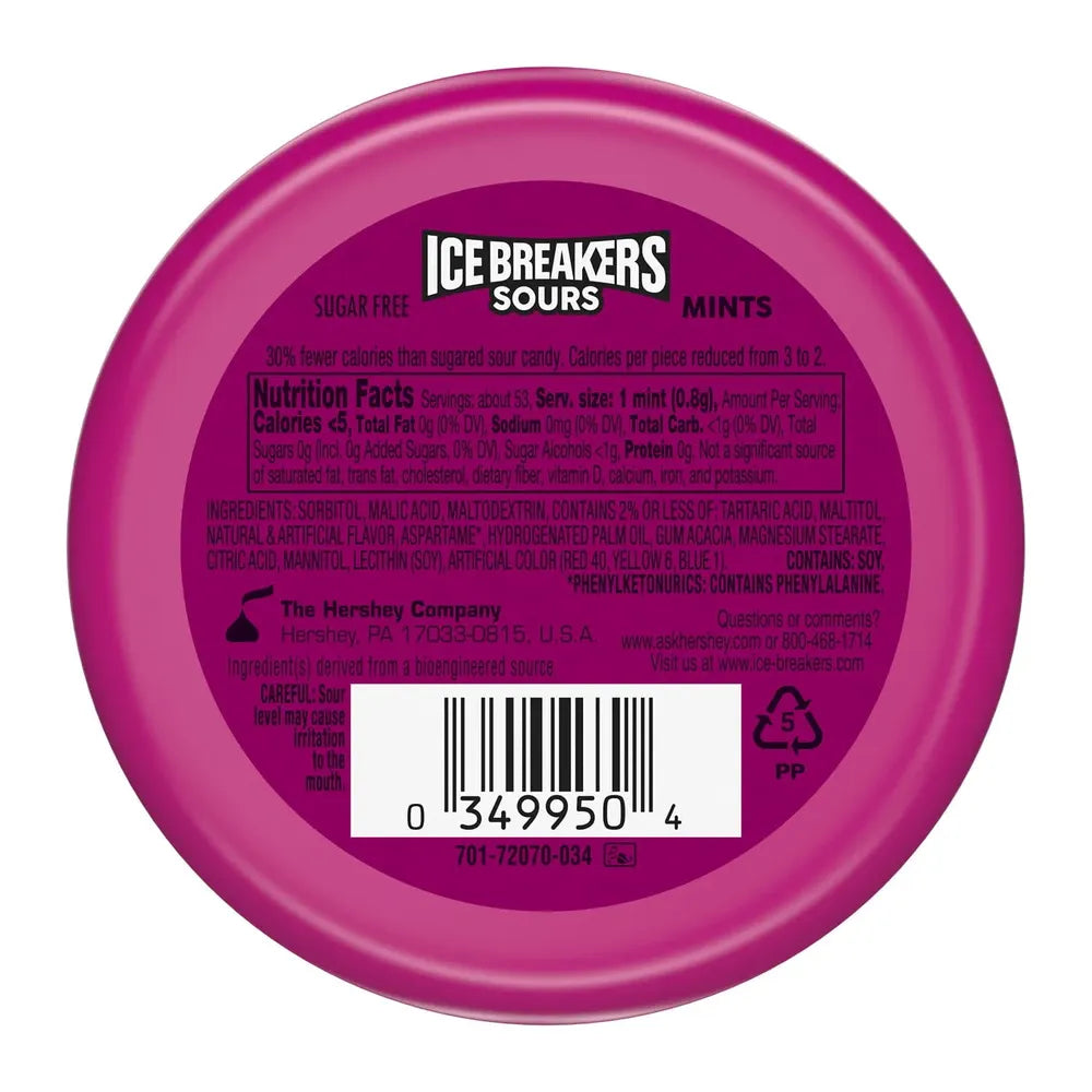 Ice Breakers - Berry Sours Sugar Free Mints 1.50 oz (Pack of 192)