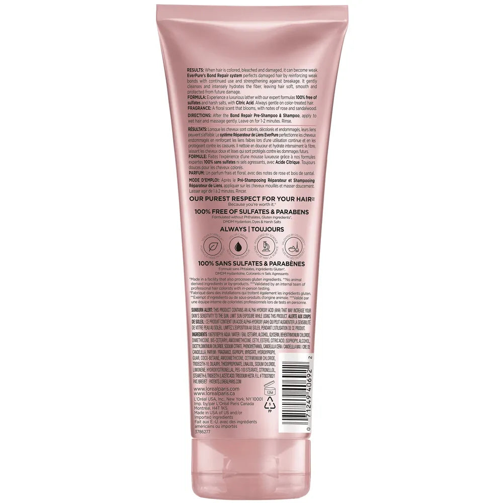 L'Oreal Pairs EverPure Bond Sulfate Free Strengthening Split End Repair Conditioner Damaged Hair 6.8 fl oz (Pack of 6)