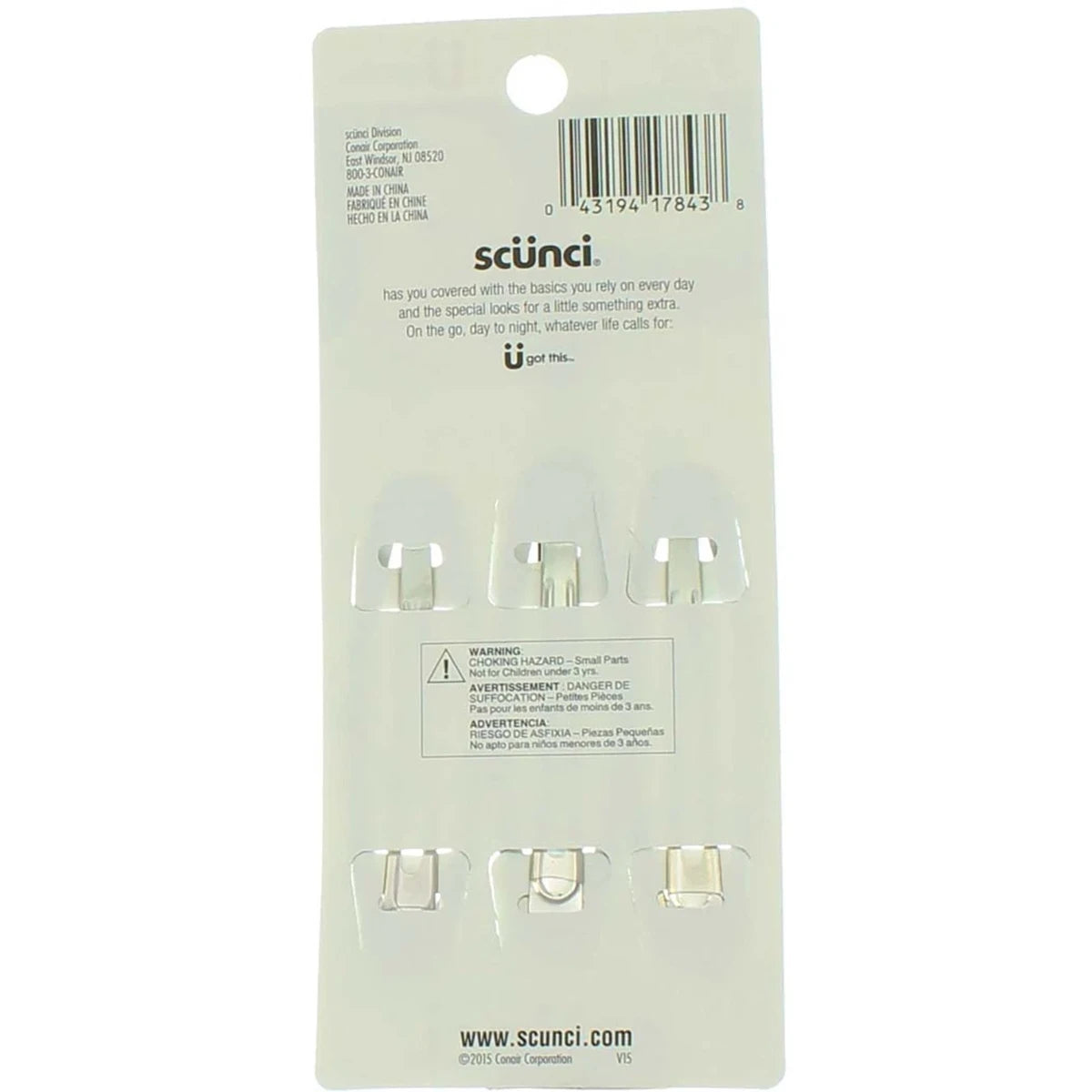 Scunci No Slip Grip Oval Clips Assorted Colors 0.01Oz (Pack Of 48)