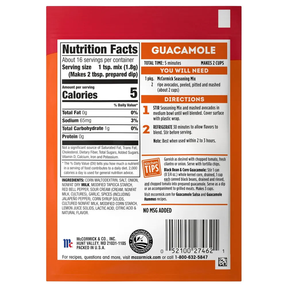 Mccormick Guacamole Mix Mixed Spices & Seasonings 1Oz (Pack Of 12)