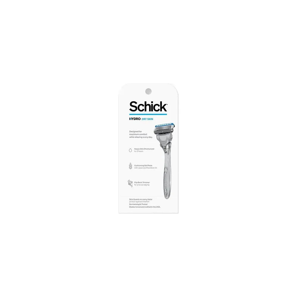 Schick Hydro Dry Skin Men's 5-Blade Razor Handle + 2 Refill Razor Blades Kit 1 Count 2.4oz (Pack of 12)
