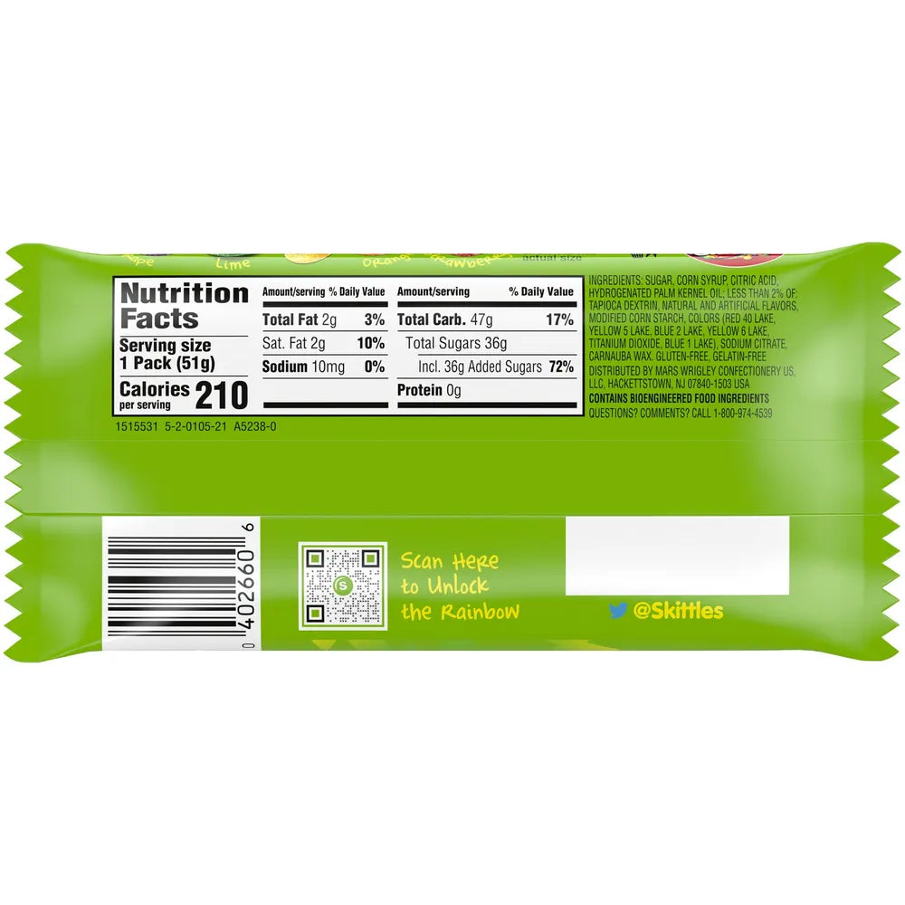 Skittles Sours 24 Count 12x24 Pack 1.80oz (Pack of 288)