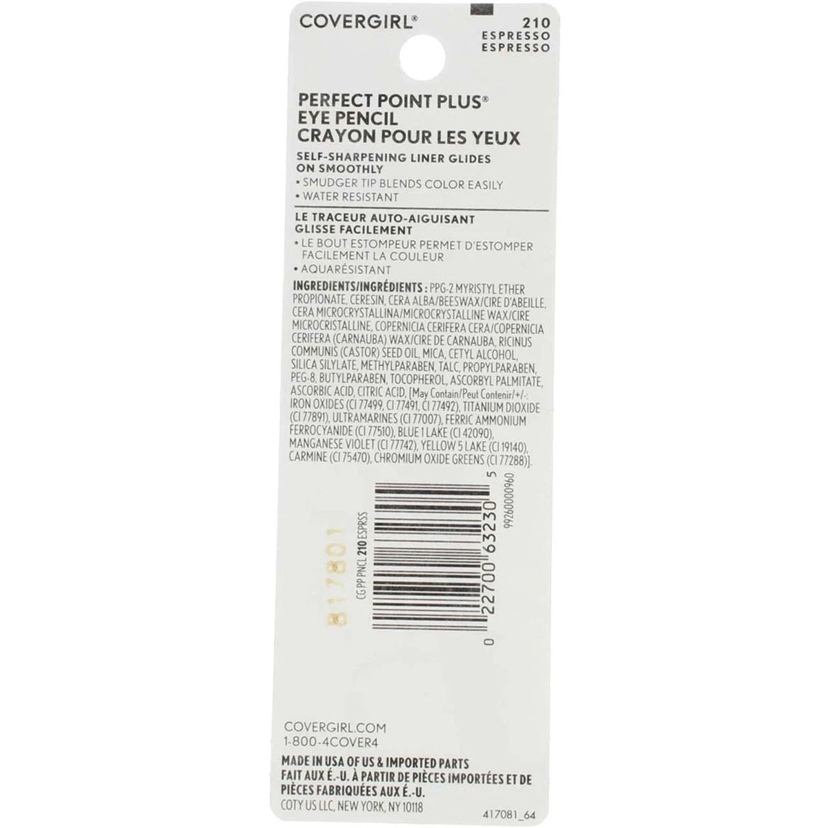 Cover Girl Perfect Point Plus Self Sharpening Eye Pencil Espresso #210 0.08Oz (Pack Of 72)