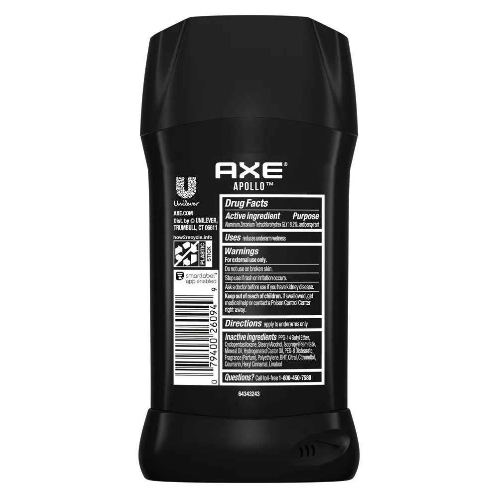 Axe Dry 24 Hour AntiPerspirant Deodorant Invisible Solid Apollo 2.7Oz (Pack of 12)