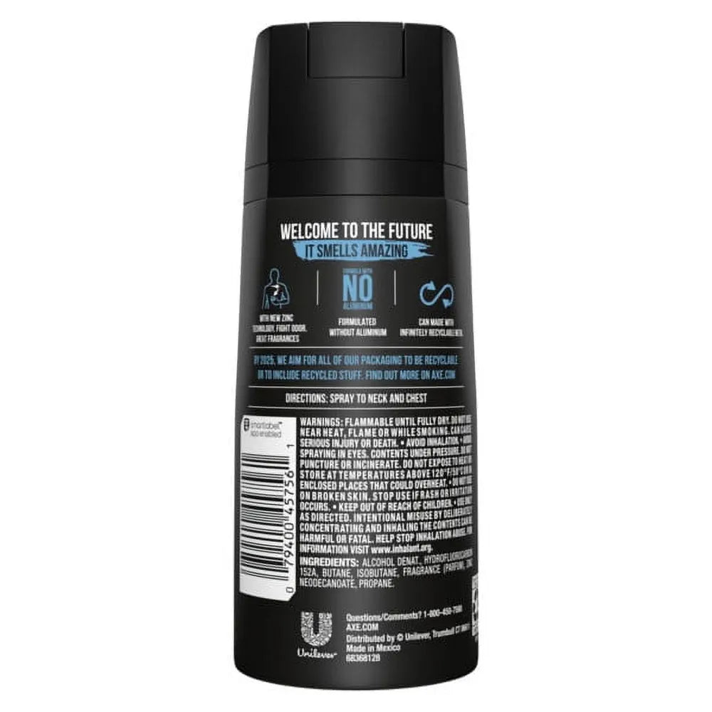 Axe Ice Chill Frozen Lemon & Eucalyptus Scent 48-Hour Fresh Deodorant Body Spray 4Oz (Pack of 12)