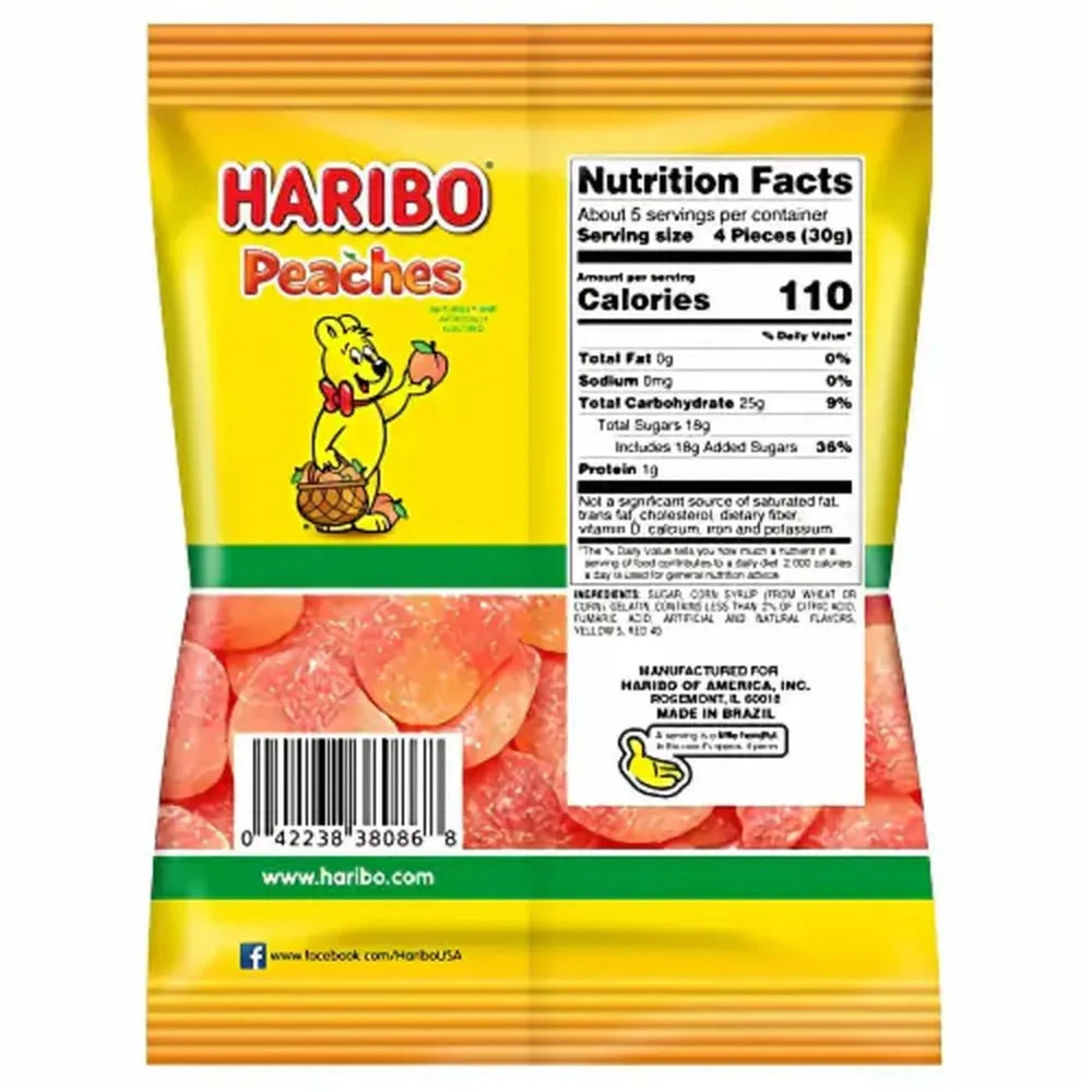 Haribo Gummi Candy Peaches 5Oz (Pack of 12)