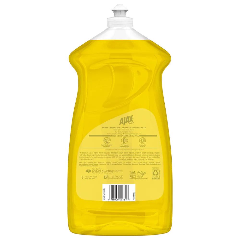 Ajax Ultra Super Degreaser Dishwashing Liquid Dish Soap Lemon 52Oz (Pack of 6)