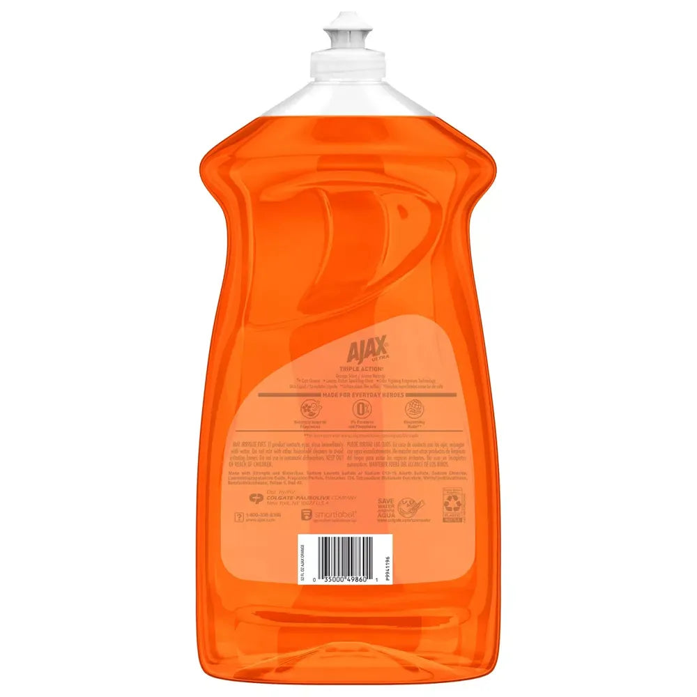Ajax Ultra Triple Action Dishwashing Liquid Dish Soap Orange 52Oz (Pack of 6)