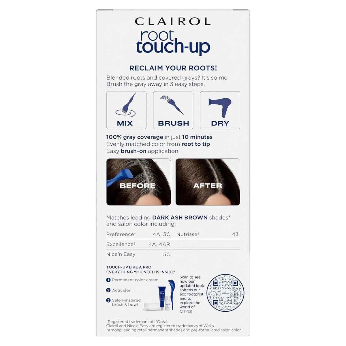 Clairol Nice & Easy Permanent Root Touch Up Kit 4A Dark Ash Brown 6.26Oz (Pack of 12)