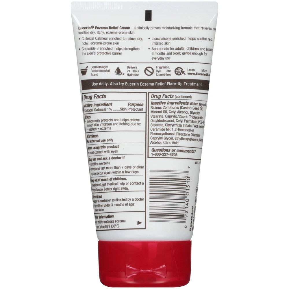 Eucerin Eczema Relief Body Cream Fragrance Free Eczema Lotion Tube 5 Oz (Pack of 12)