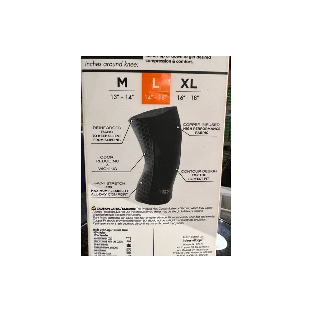 Copper Fit unisex adult Freedom Knee Compression Sleeve Hosiery, Black, Large US (Pack of 12)