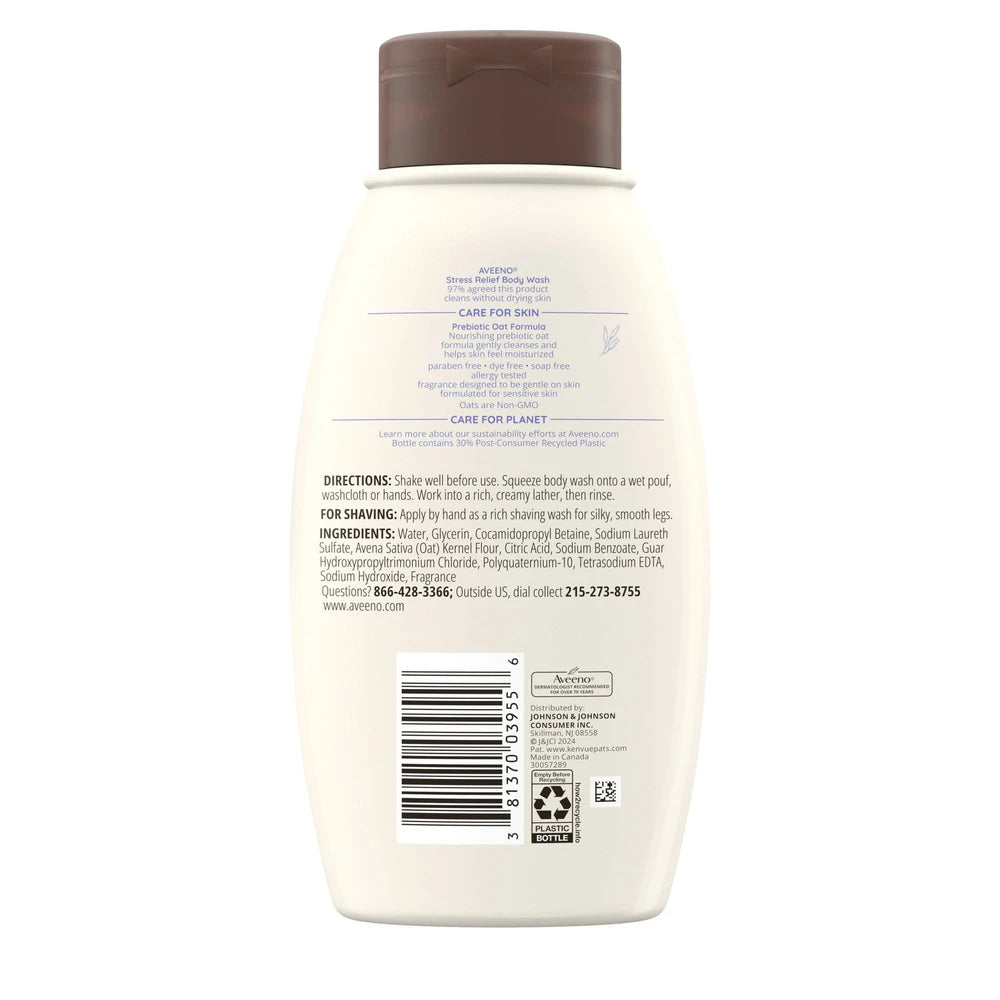 Aveeno Stress Relief Body Wash with Soothing Oat, Lavender, Chamomile & Ylang-Yl 12Oz (Pack of 12)