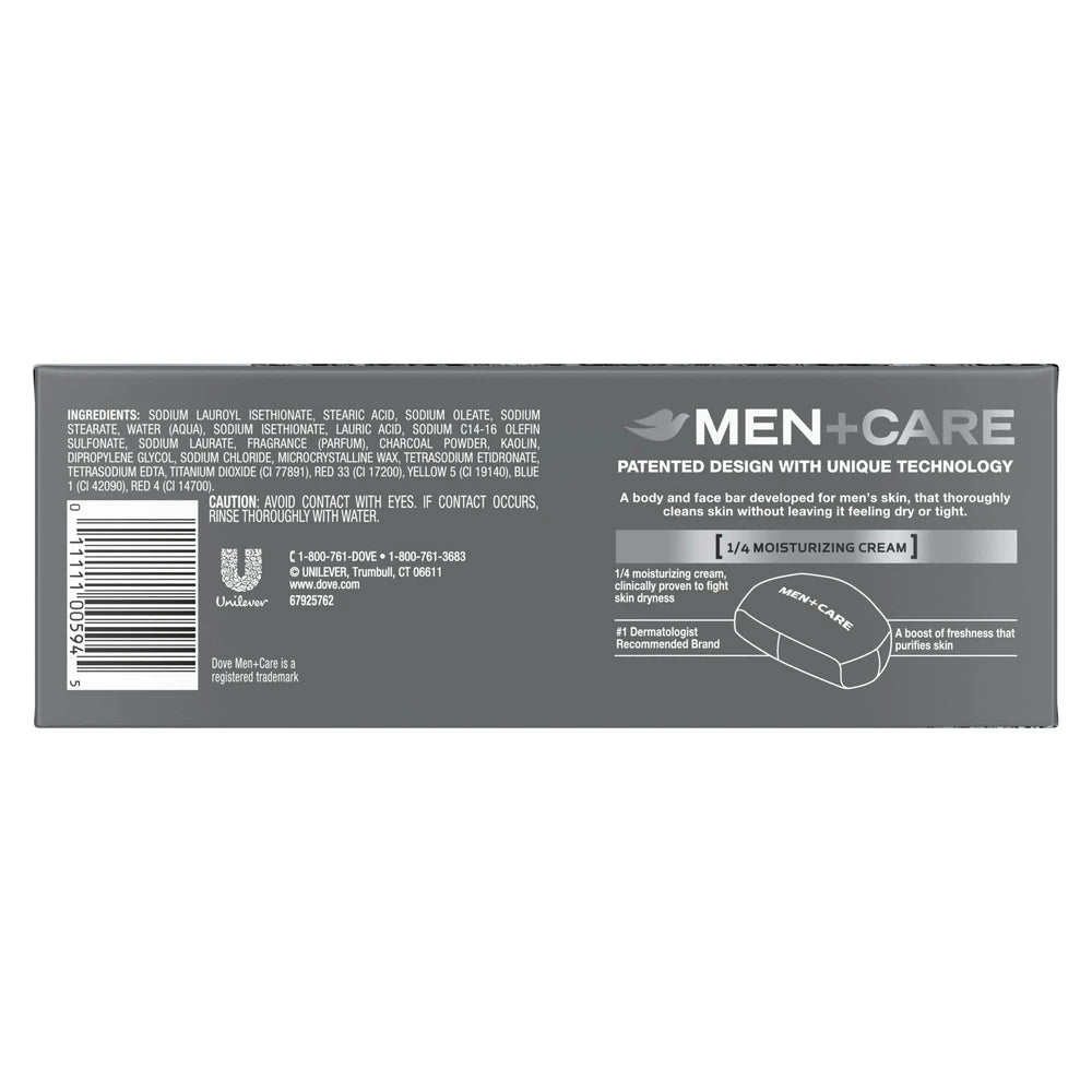 Dove Men+Care Elements Body and Face Bar Charcoal + Clay 6 Bar 22.5 Oz (Pack of 12)