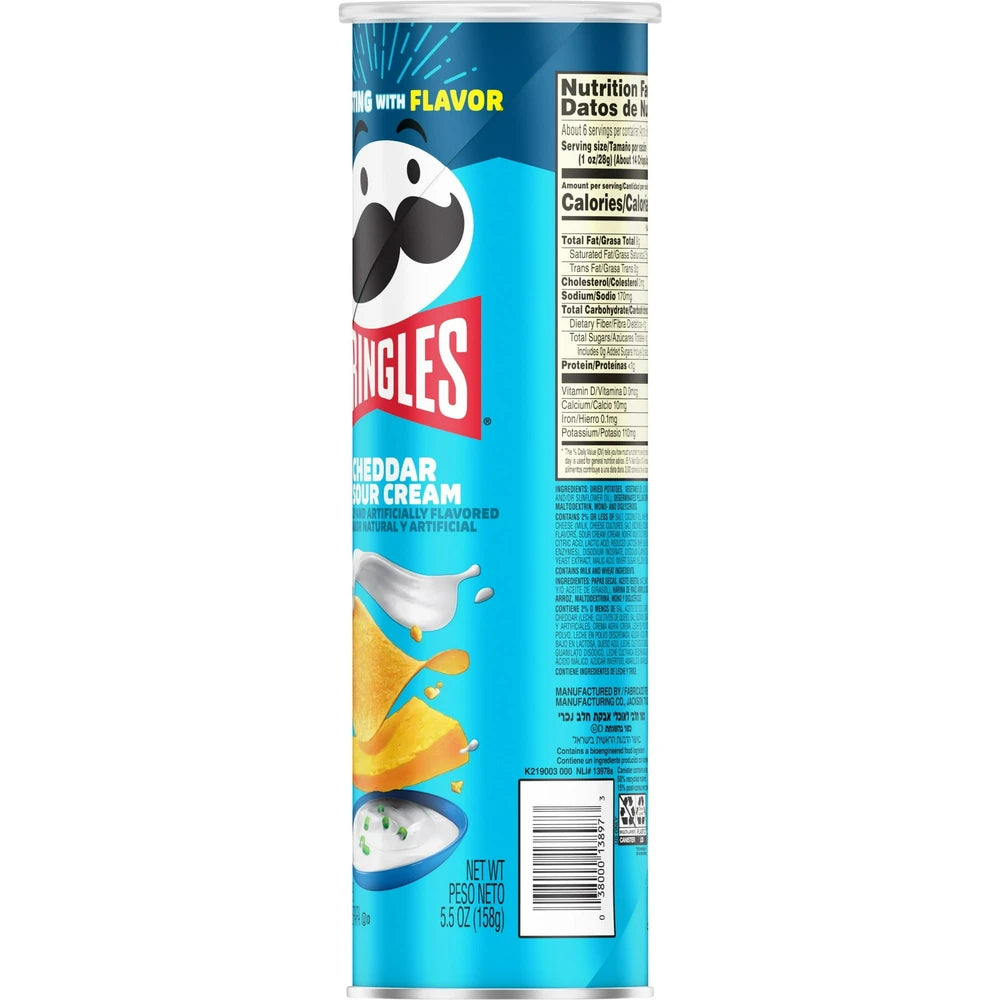 Pringles Cheddar and Sour Cream Potato Crisps Chips Lunch Snacks 5.5 Oz (Pack of 14)