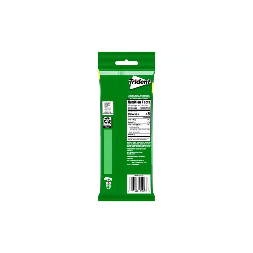 Trident Spearmint Chewing Gums 3pk 2.8 Oz (Pack of 20)