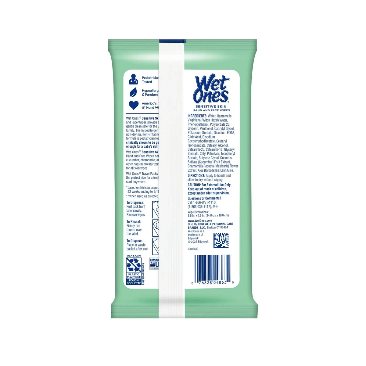 Wet Ones Sensitive Skin Hand And Face Wipes Travel Pack Fragrance Free 0.01Oz (Pack Of 10)