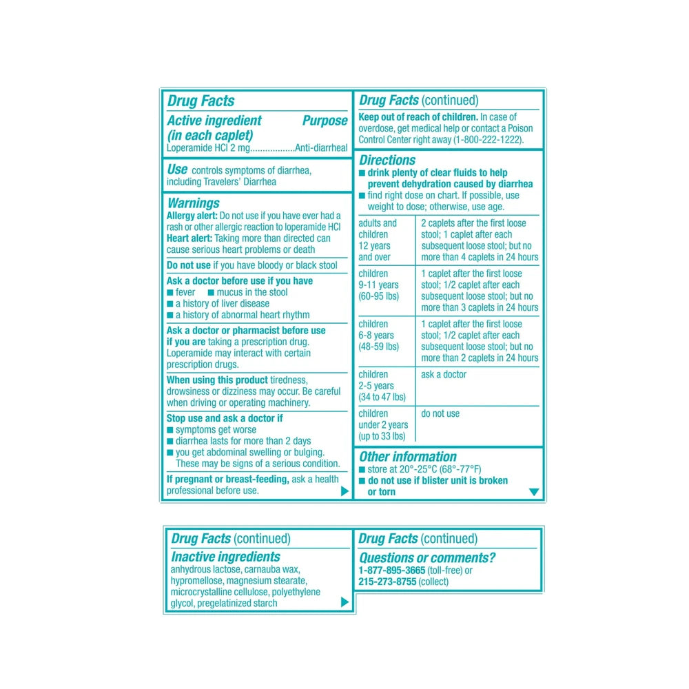 Imodium A-D Loperamide Hydrochloride Diarrhea Relief Caplets - 6 Ct. 0.48 Oz (Pack Of 24)