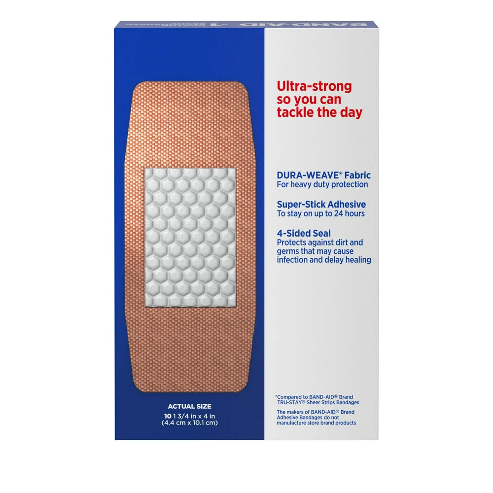 Band-Aid Brand Tough Strips Adhesive Wound Bandage Extra Large 10 Ct (Pack of 24)