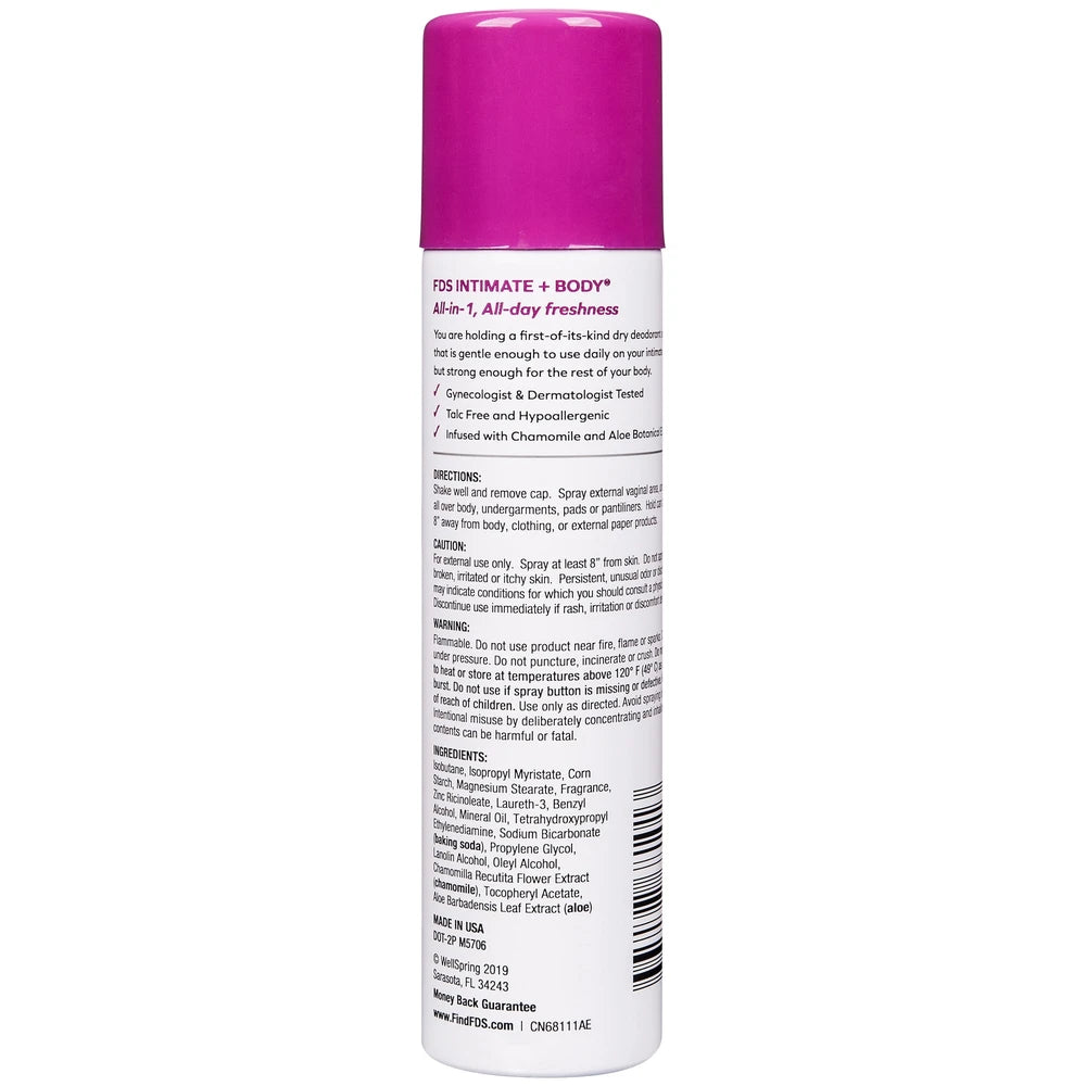 FDS Intimate + Body Dry Feminine Deodorant Spray Extra Strength 2 Oz (Pack of 24)
