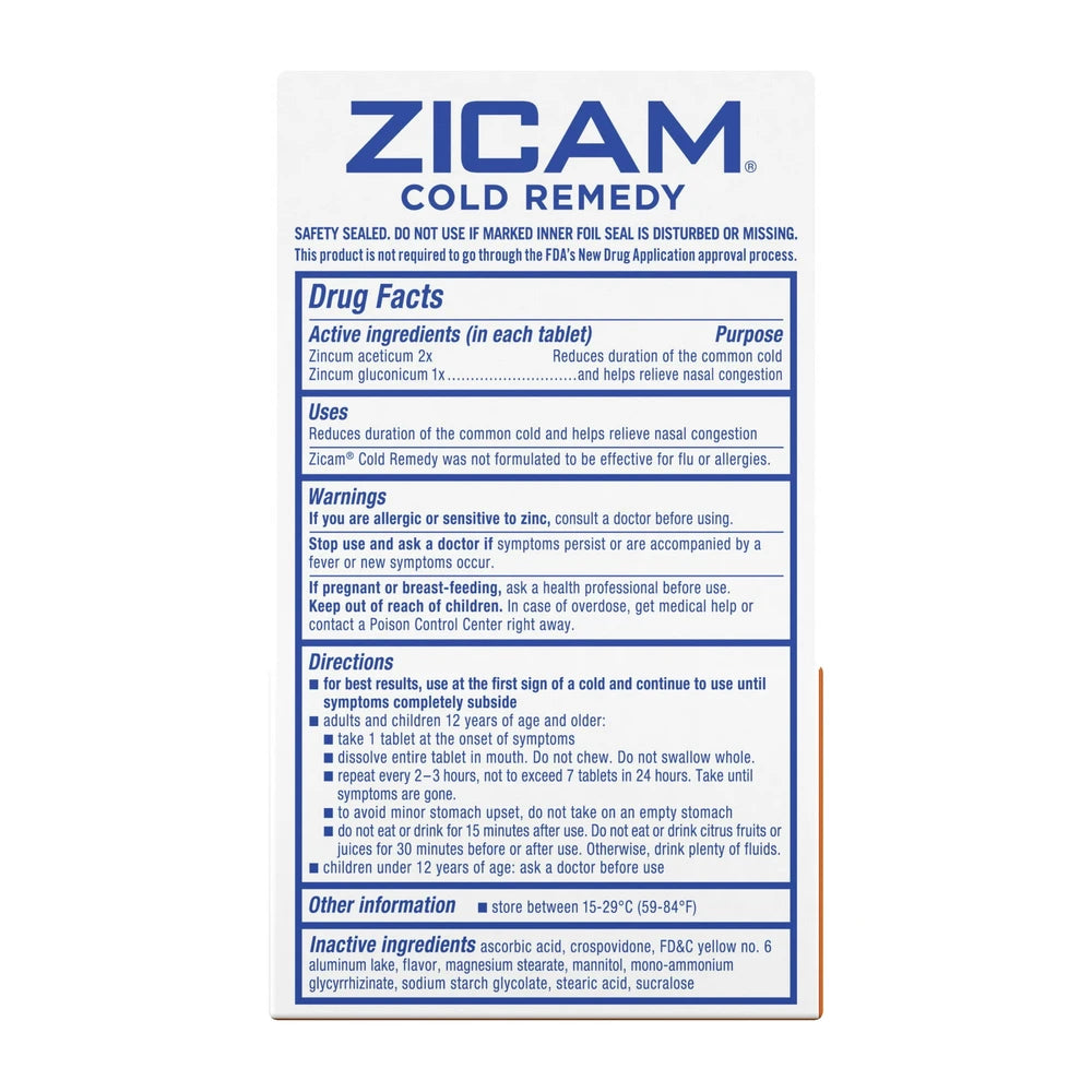 Zicam Zinc Cold Remedy RapidMelts Quick Dissolve Tablets - Citrus - 25ct 1.44 Oz (Pack of 24)