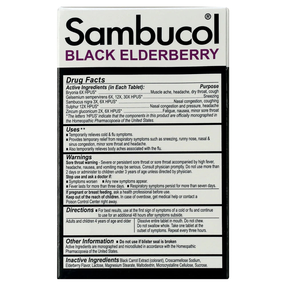 Sambucol Cold & flu relief tablets, 60 Count (B084HD4P7G) 1.5 Oz (Pack of 24)