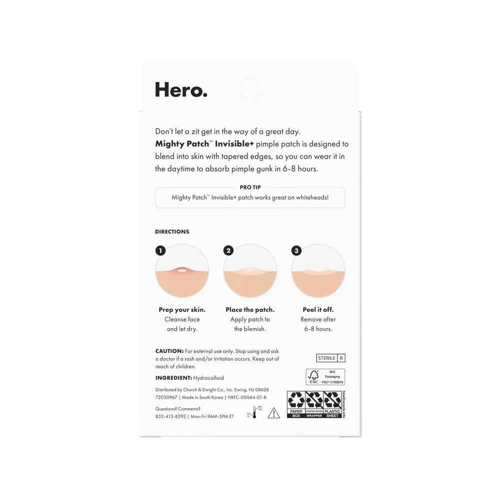 Hero Cosmetics Mighty Patch Acne Patches Invisible+ 39 count (Pack of 24)