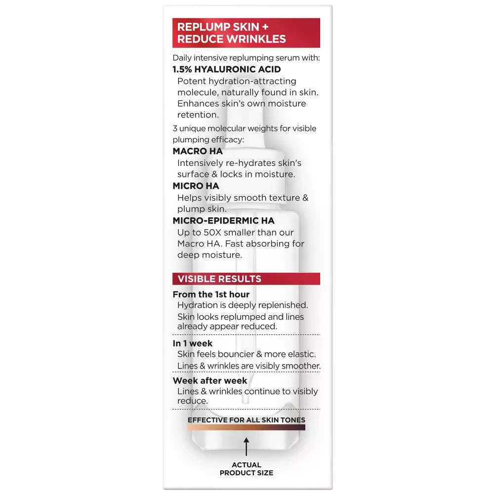L'Oreal Paris Revitalift Derm Intensives Hyaluronic Acid Serum - 1 fl Oz (Pack of 24)