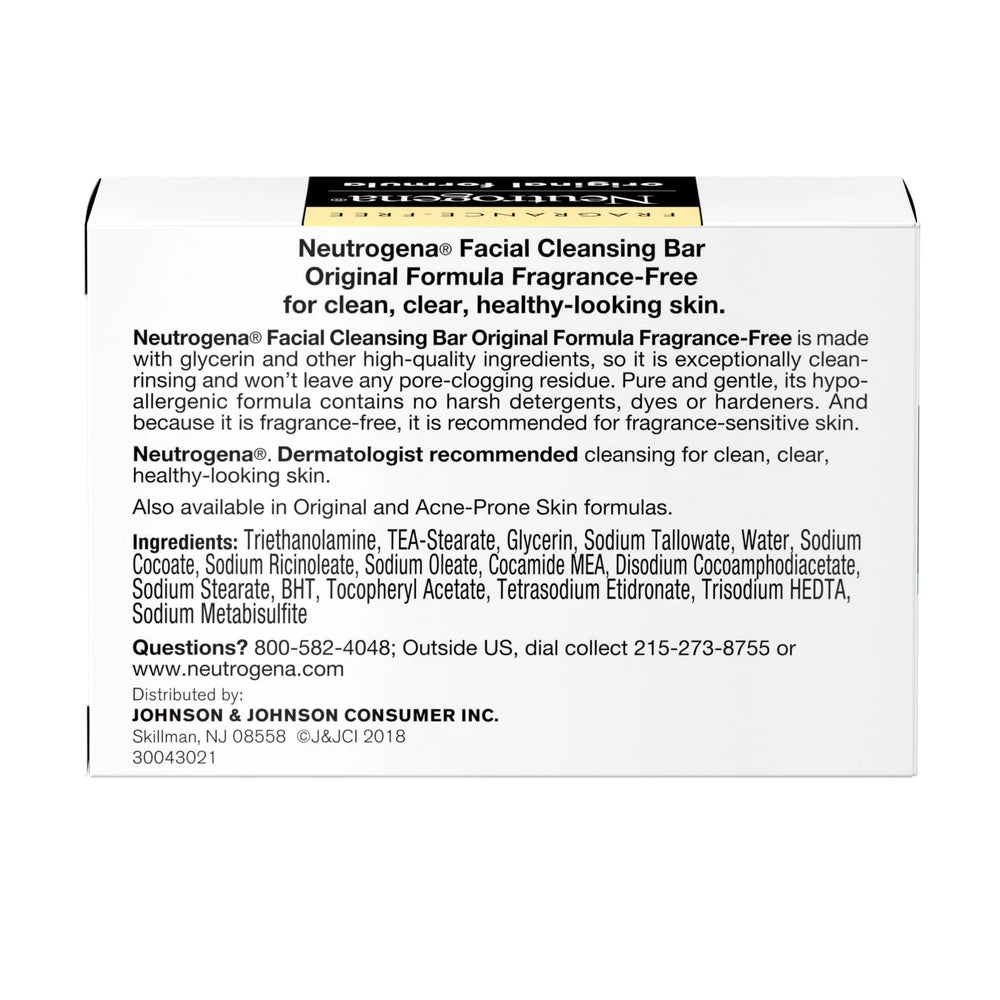 Neutrogena Original Fragrance-Free Gentle Facial Cleansing Bar 3.5 Oz (Pack of 24)