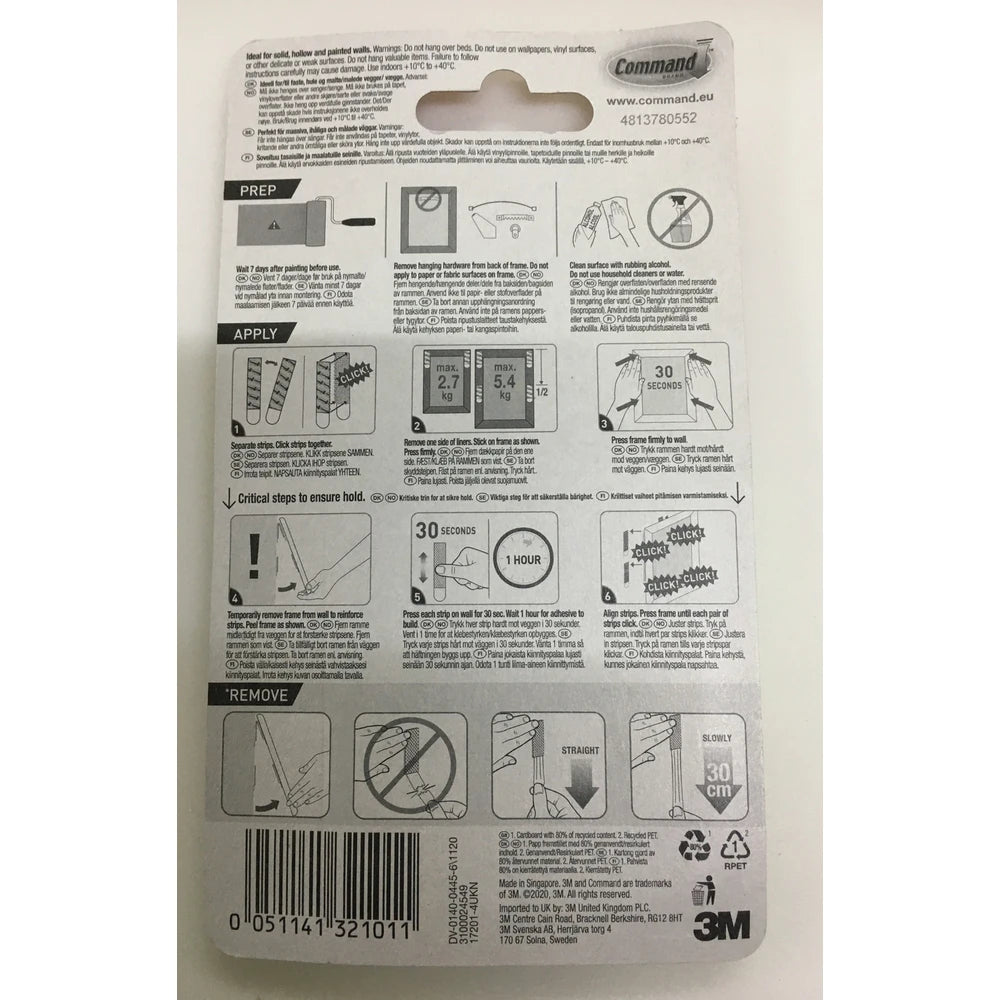 Command Medium Picture Hangers White 4 Pairs Damage-Free Hanging 0.16 Oz (Pack Of 24)