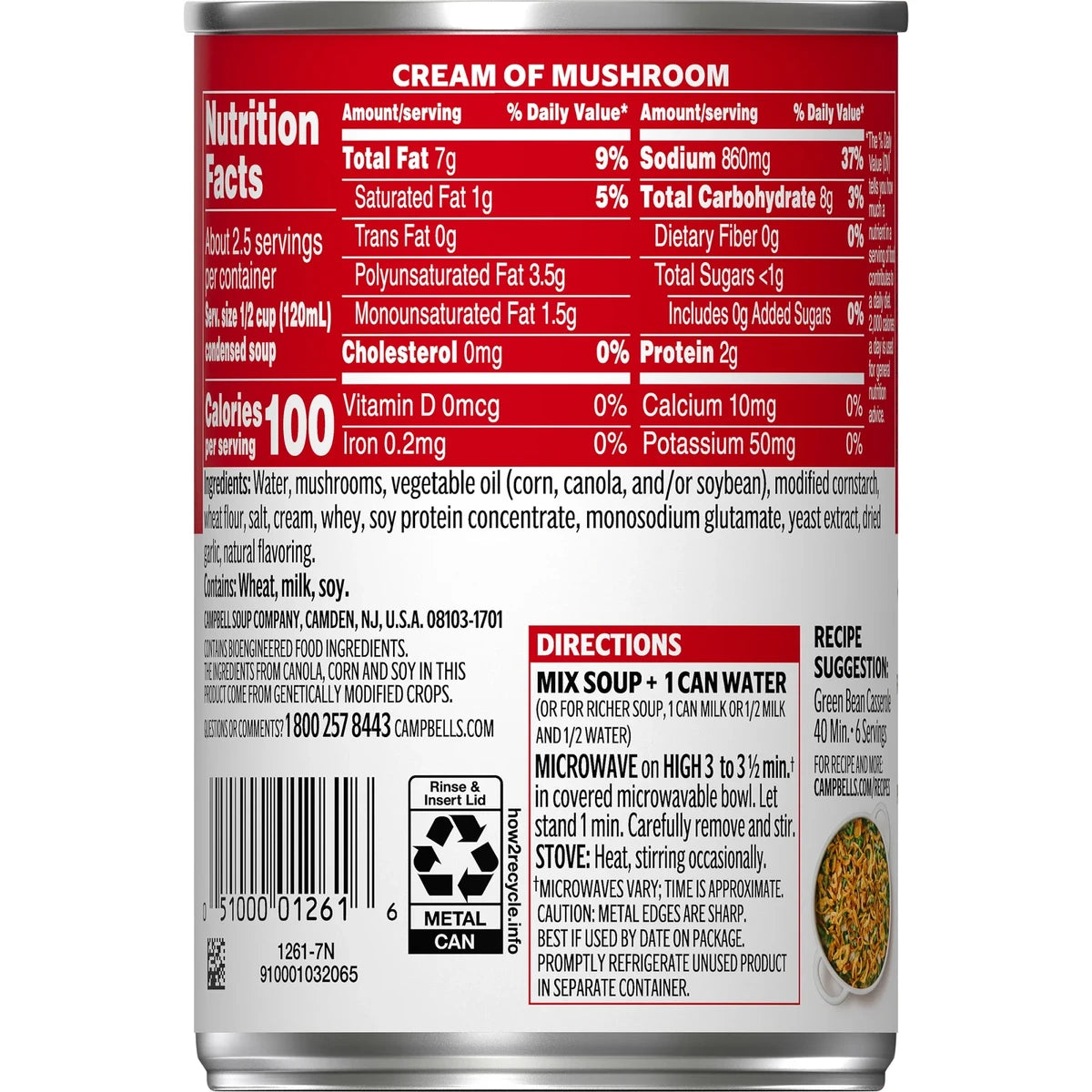 Campbell's Condensed Cream of Mushroom Soup 10.5Oz (Pack of 48)