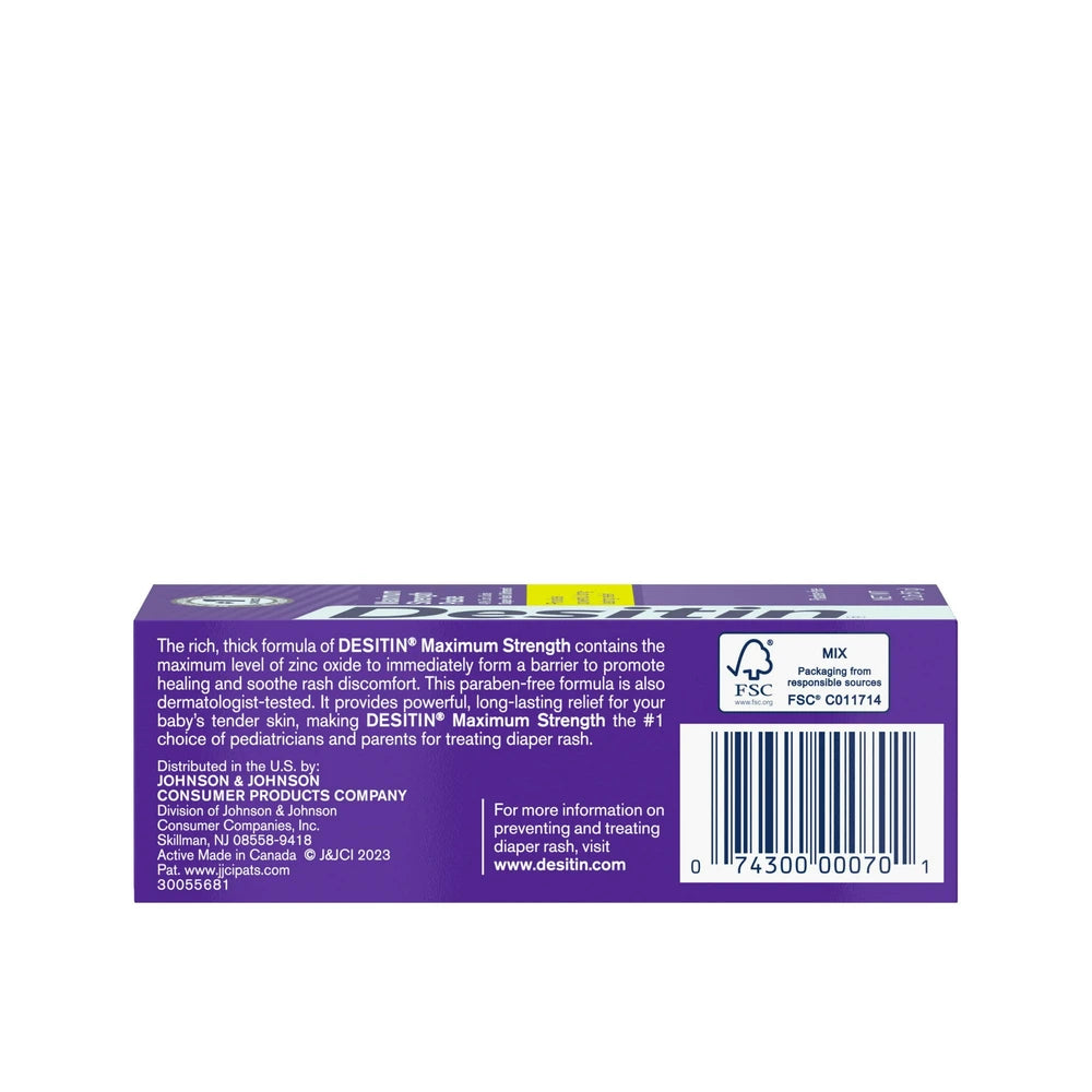 Desitin Maximum Strength Baby Diaper Rash Cream with 40% Zinc Oxide for Treatmen 2Oz (Pack of 36)