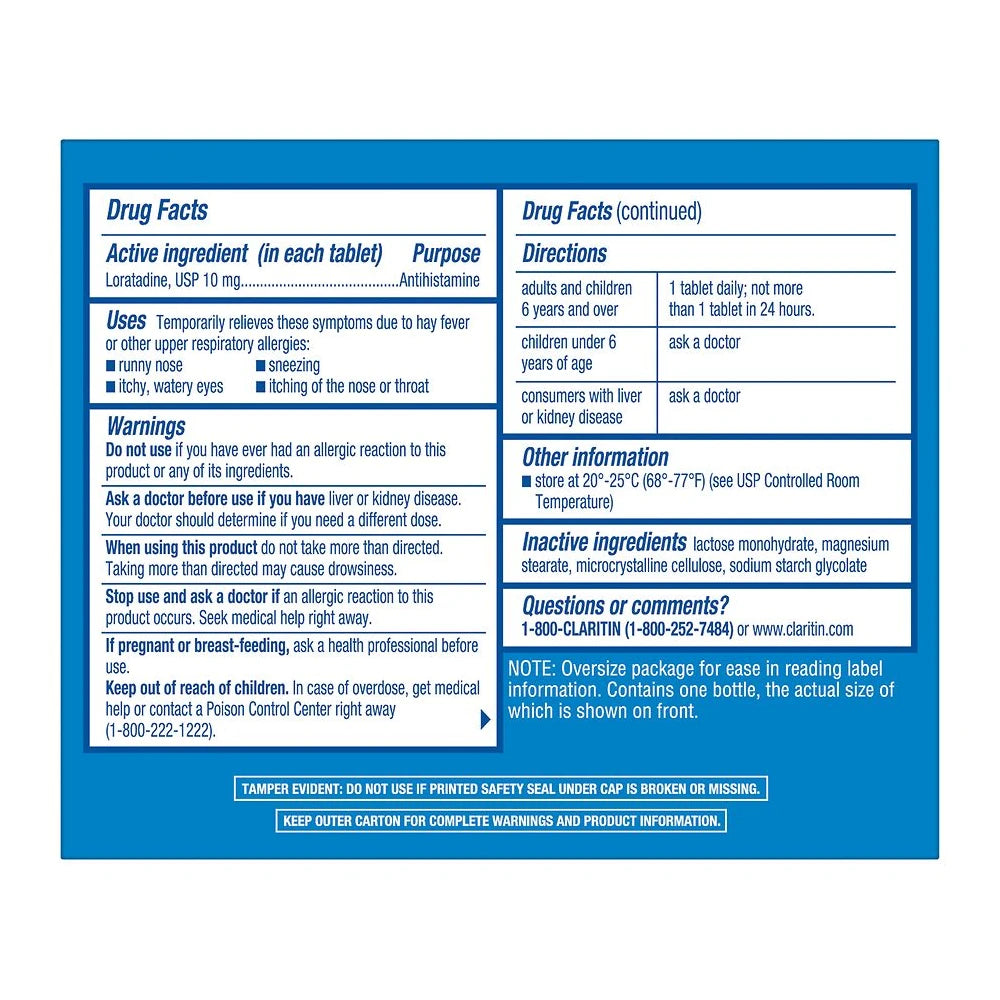 Claritin Allergy Relief 24 Hour Non-Drowsy Loratadine Tablets - 100ct (Pack of 36)