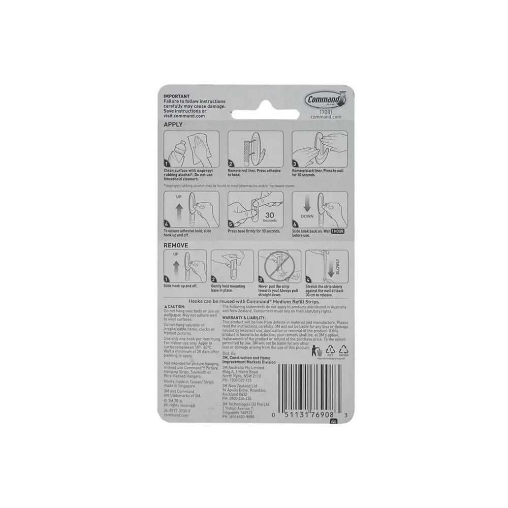 Command Medium Sized Designer Hooks (2 Hooks 4 Strips) White 0.64 Oz (Pack of 36)
