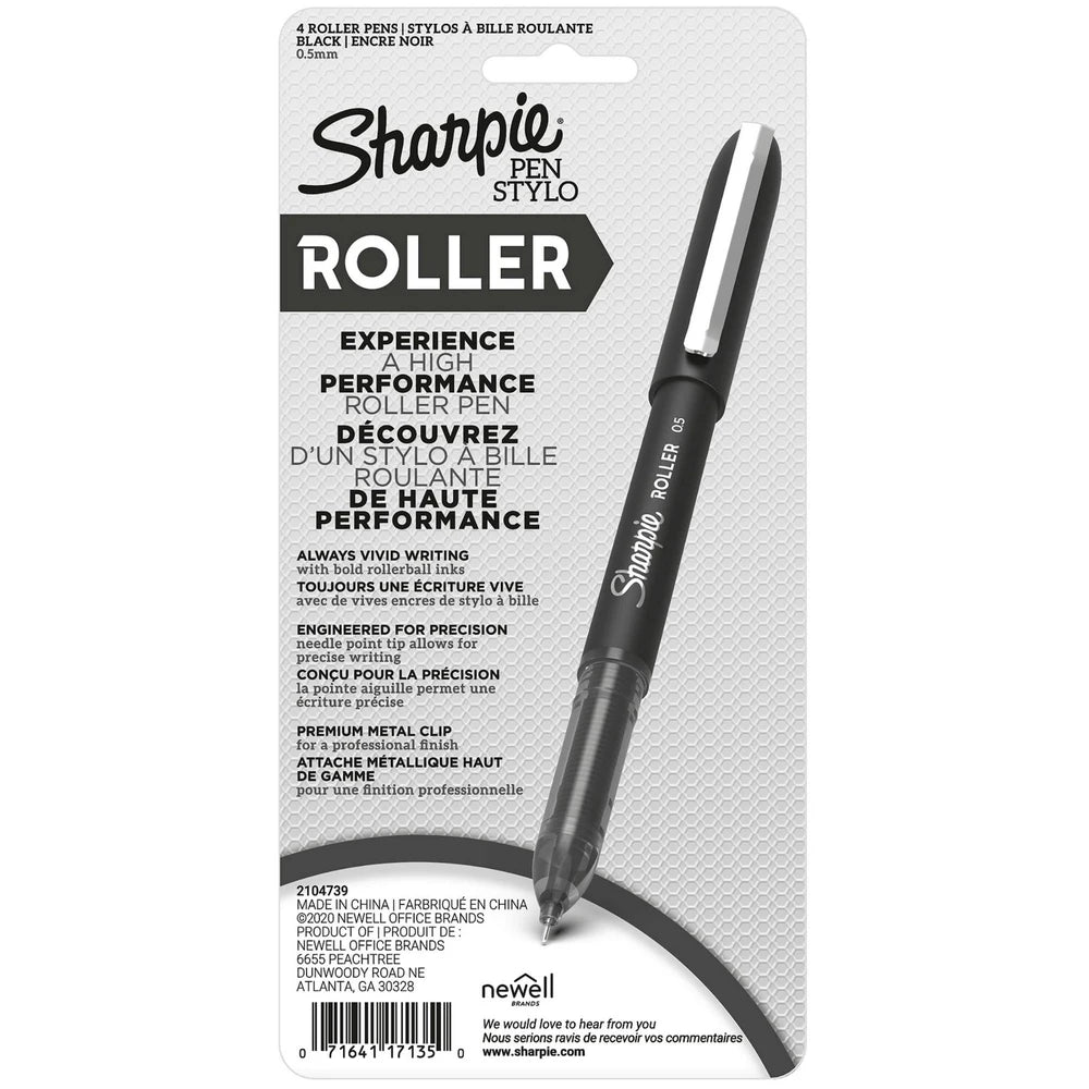Sharpie® Rollerball Pens, Needle Point, 0.5 Mm, Black Ink (Pack of 36)