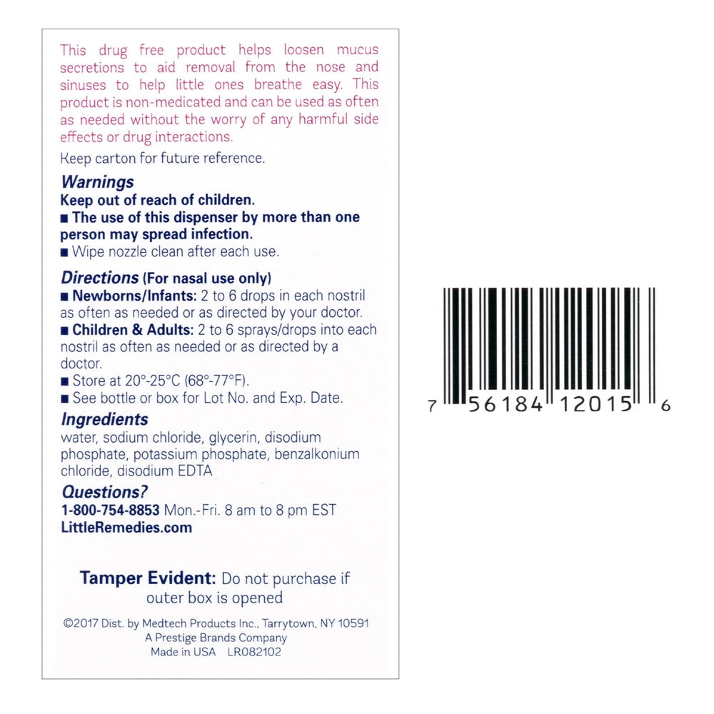 Little Remedies Saline Spray-Drops for Noses 1 fl Oz (Pack of 36)